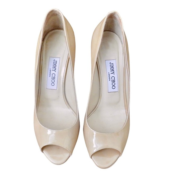 Jimmy Choo Peep Toe Pump - Tan - Size 37 - Picture 1 of 10